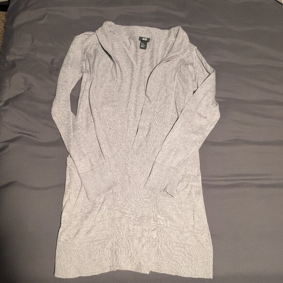 H&M | Light grey, long cardigan with pockets, Size M - Picture 1 of 3